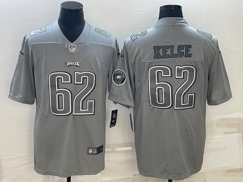 Men's Philadelphia Eagles Jason Kelce #62 Gray Atmosphere Jersey